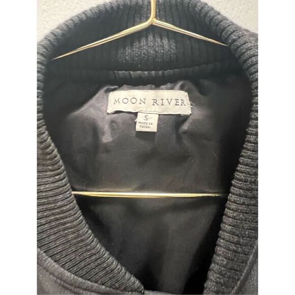 River Moon FAUX LEATHER CROPPED BOMBER - CHARCOAL Size S NWT$310 - Picture 4 of 4